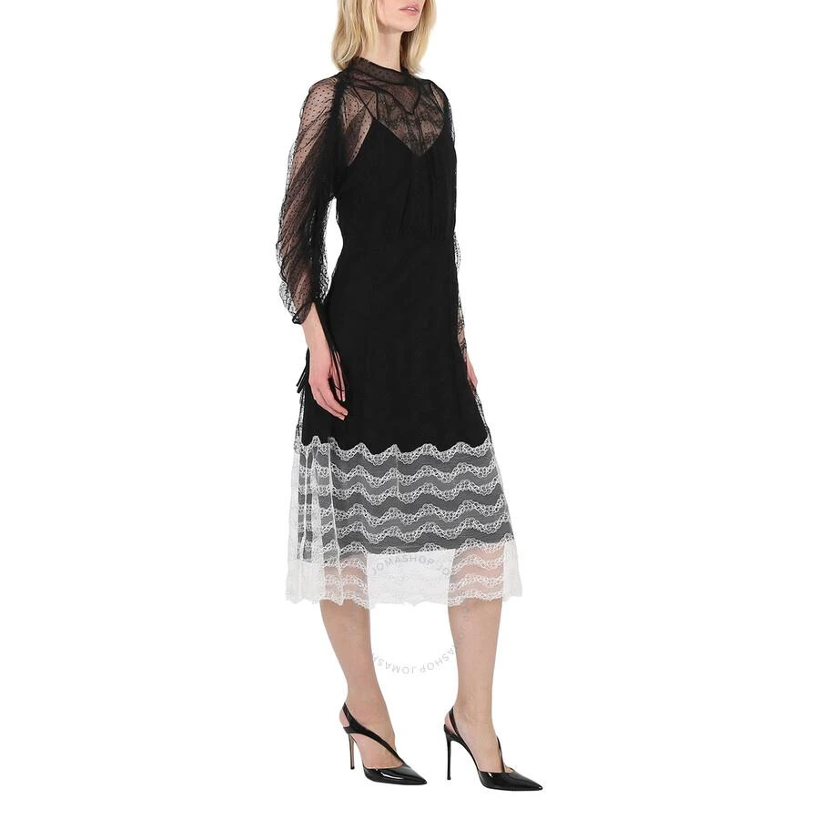 商品Burberry|Ladies Black Geometric Lace Dress With Gathered-sleeves,价格¥9694,第3张图片详细描述