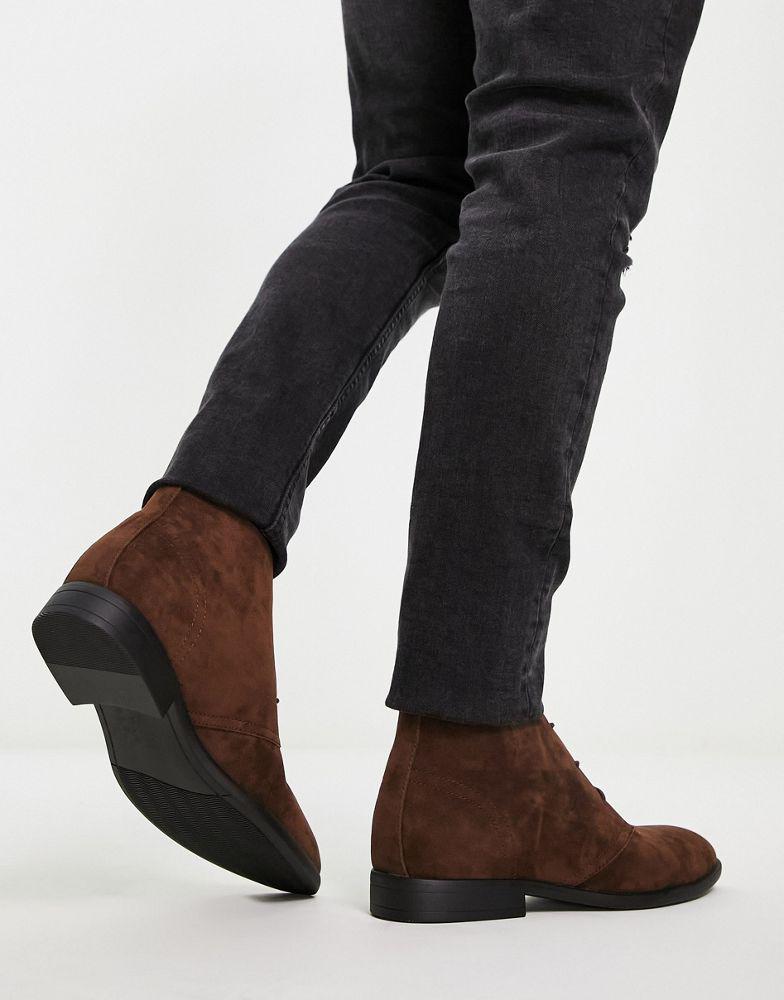 ASOS DESIGN chukka boots in brown faux suede商品第2张图片规格展示