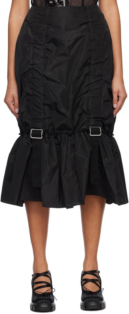 Black Adjustable Midi Skirt商品第1张图片规格展示