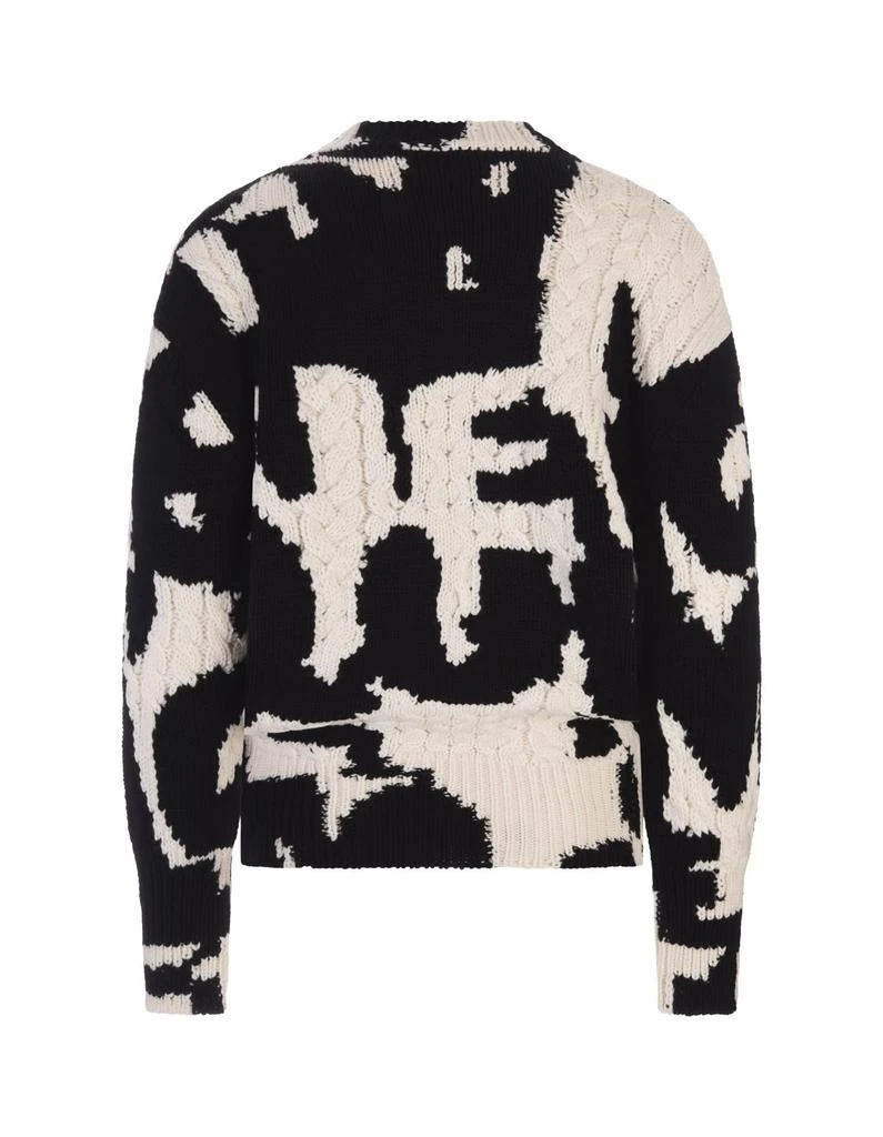 商品Alexander McQueen|Alexander McQueen Woman Mcqueen Graffiti Inlaid Sweater In Black And Ivory Wool,价格¥8701,第2张图片详细描述