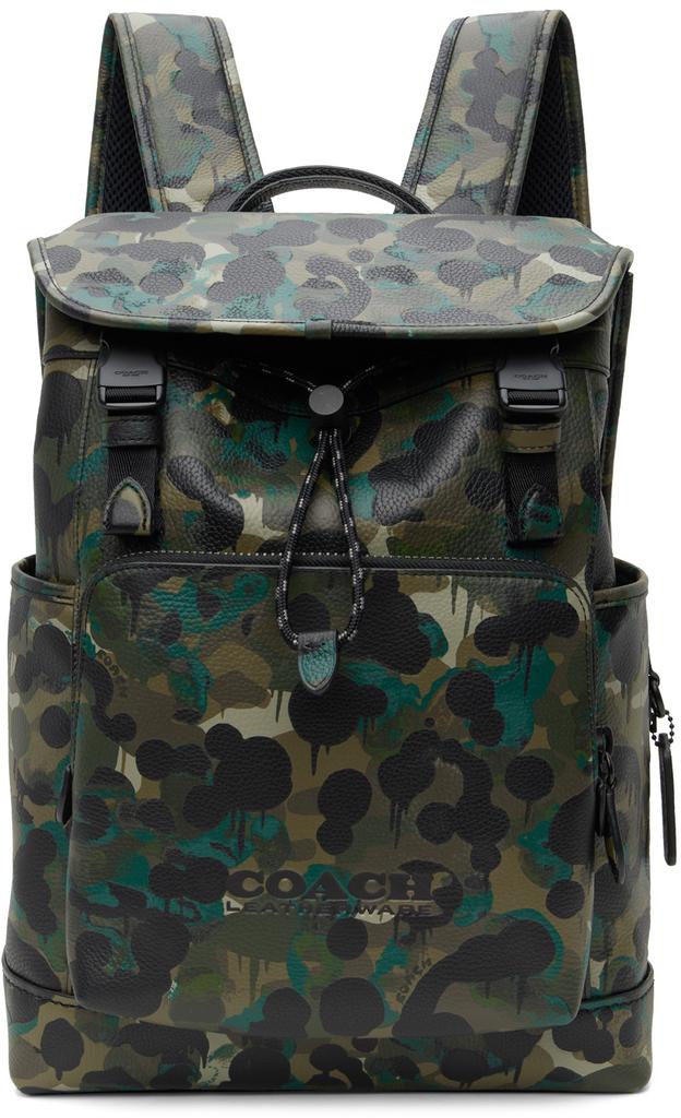 Green & Black League Flap Backpack商品第1张图片规格展示