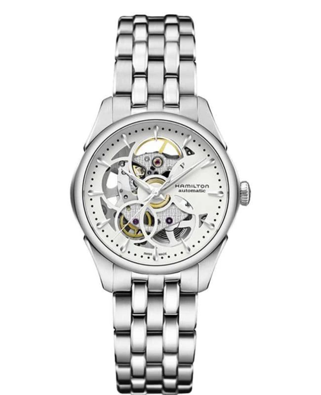 商品Hamilton|Hamilton Jazzmaster Skeleton Auto Lady White Dial Steel Women's Watch H32405111,价格¥8805,第1张图片