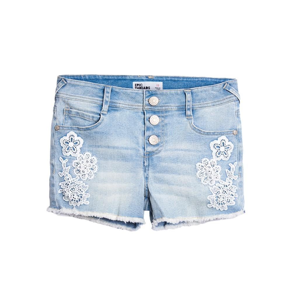 Big Girls Lace Denim Shorts, Created For Macy's商品第1张图片规格展示