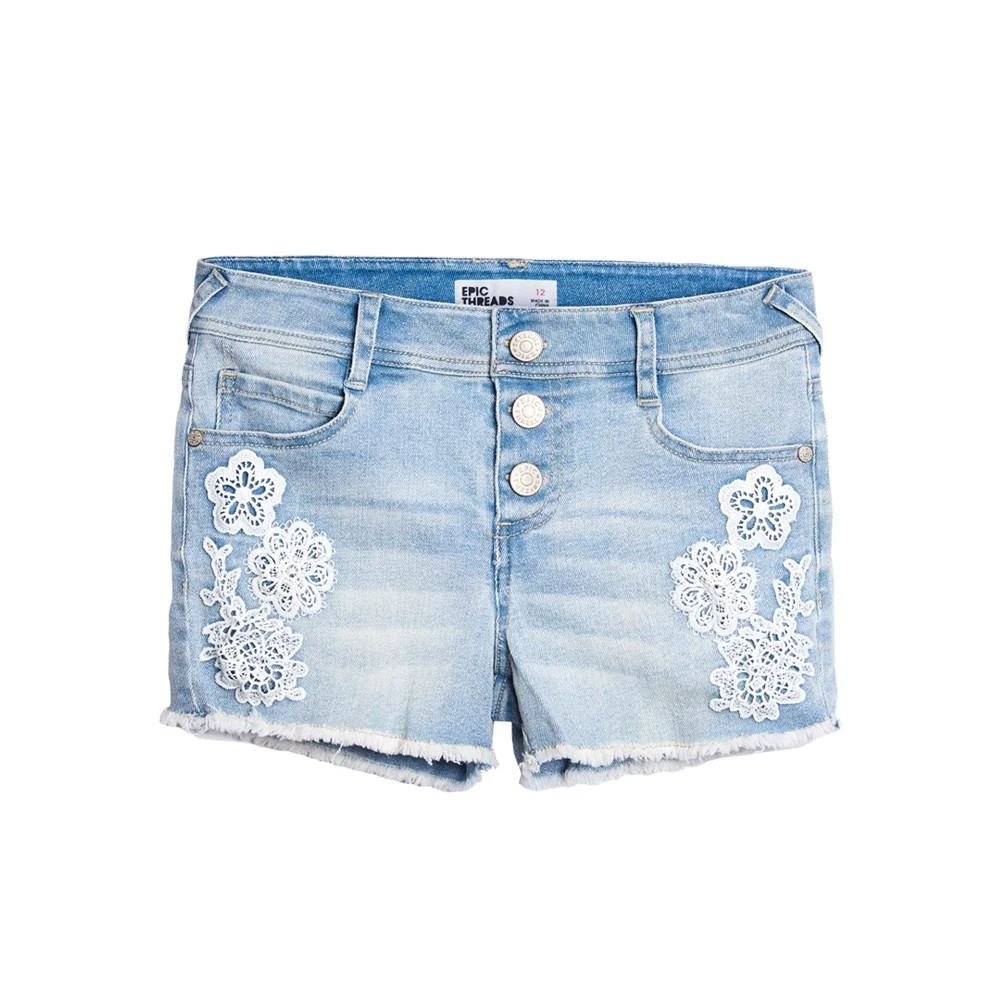 商品Epic Threads|Big Girls Lace Denim Shorts, Created For Macy's,价格¥102,第1张图片