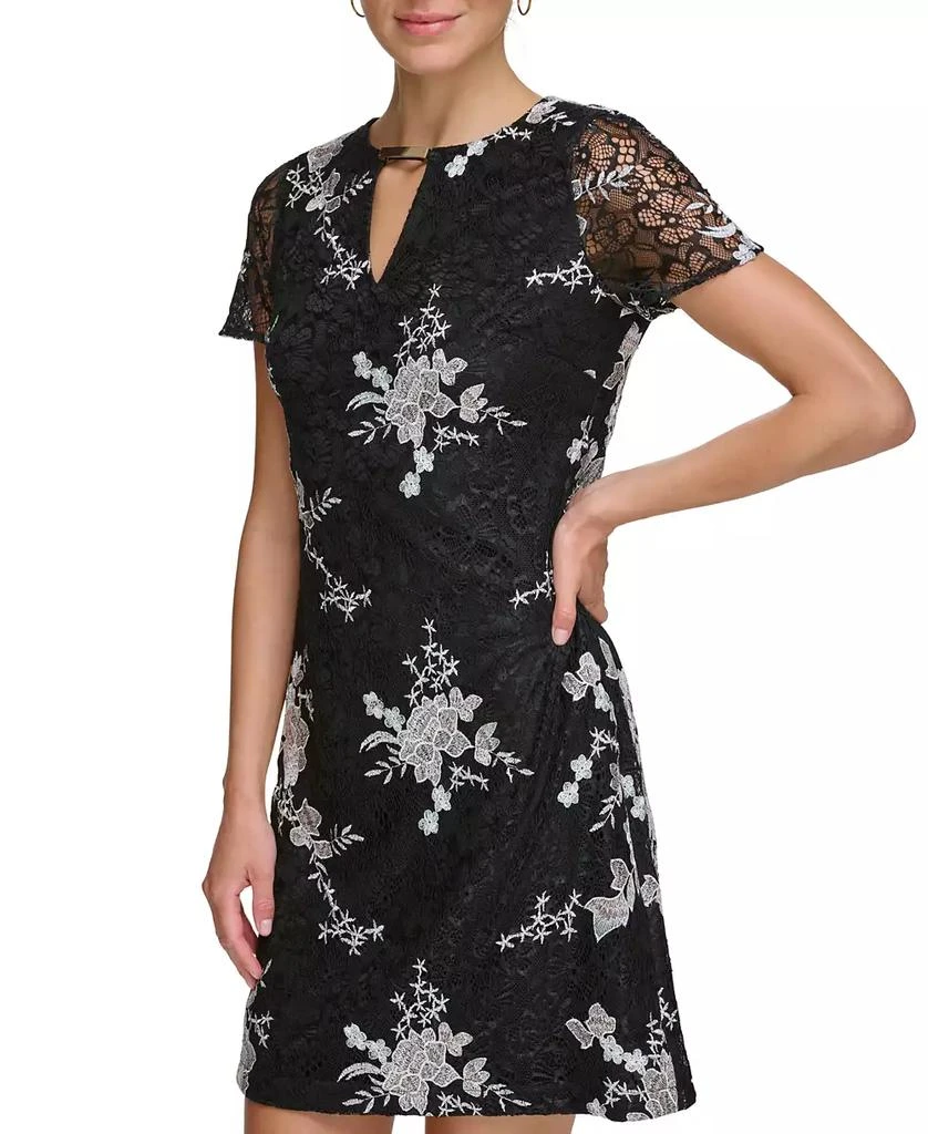 商品Kensie|Women's Short-Sleeve Embroidered-Lace Sheath Dress,价格¥1106,第3张图片详细描述