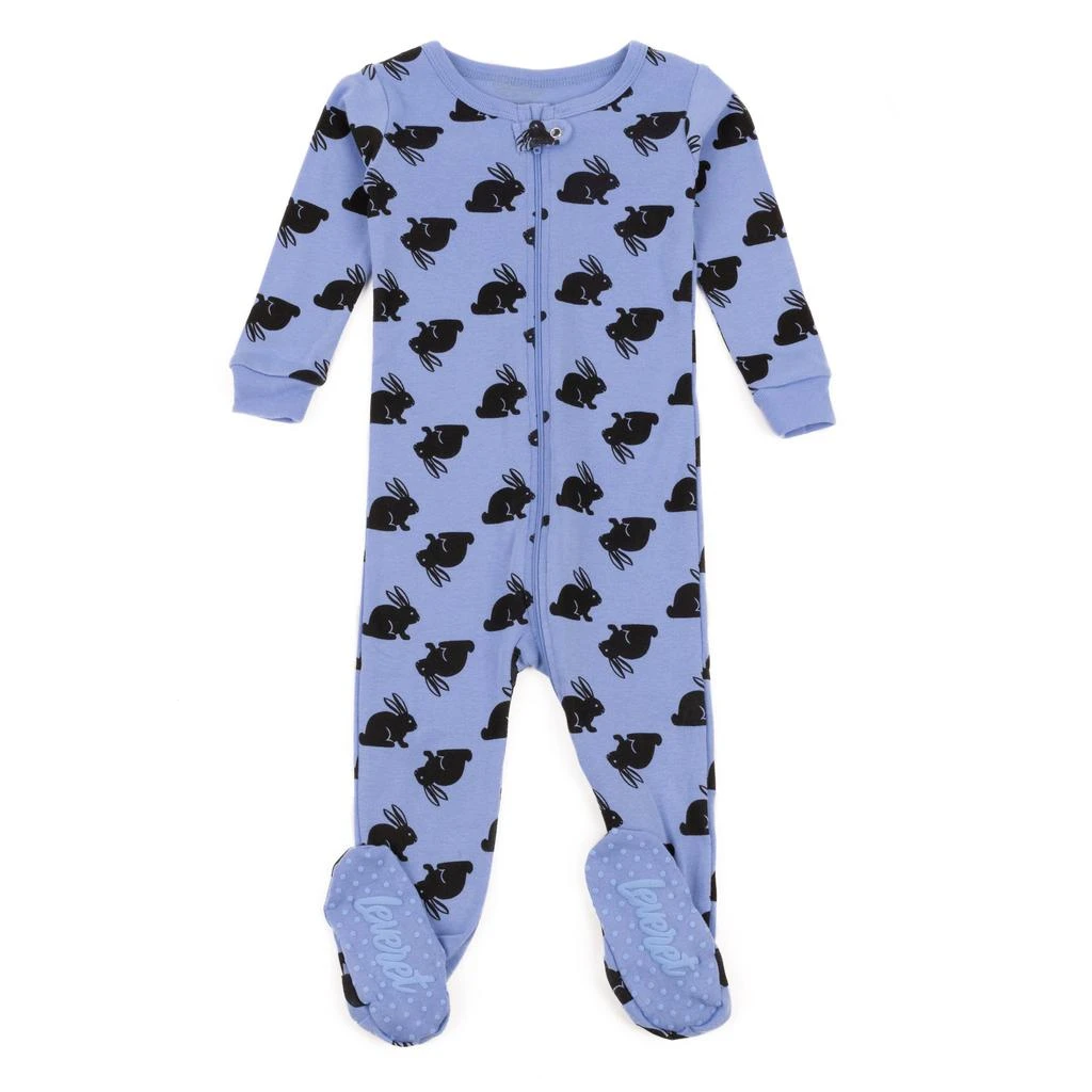 商品Leveret|Kids Footed Cotton Pajamas Bunny Blue,价格¥196,第1张图片