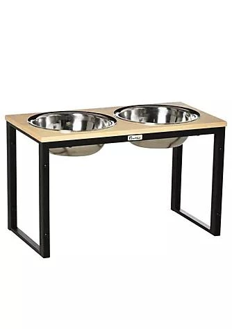 商品PawHut|Elevated Dog Feeder With 2 Stainless Steel Bowls Twin Raised Adjustable Pet Food Platform For Small Medium Large Dogs Natural,价格¥761,第1张图片