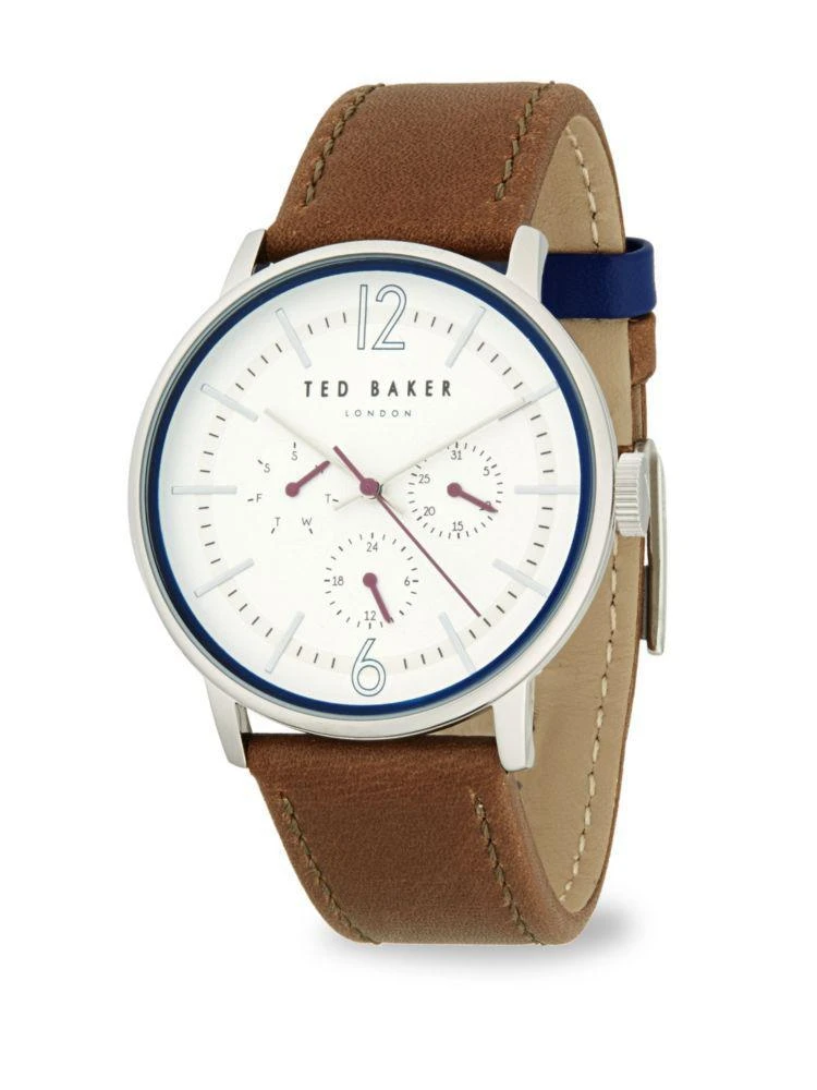 商品Ted Baker London|Stainless Steel Chronograph Leather-Strap Watch,价格¥544,第1张图片