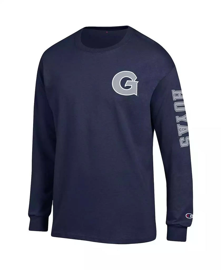 商品CHAMPION|Men's Navy Georgetown Hoyas Team Stack Long Sleeve T-shirt,价格¥242,第3张图片详细描述