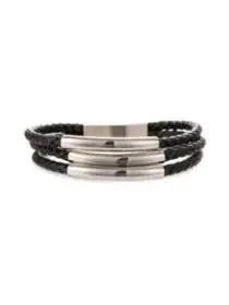 商品Eye Candy LA|Jaxon Titanium & Leather Bracelet,价格¥313,第1张图片