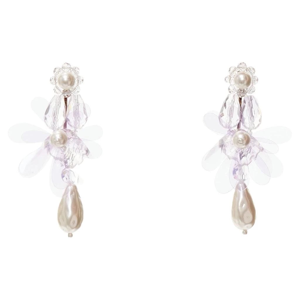 商品[二手商品] Simone Rocha|Plastic Flower Drop Faux Pearl Pin Earrings,价格¥3365,第2张图片详细描述