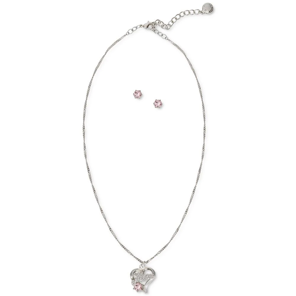 商品Charter Club|Crystal Mom Heart Pendant Necklace & Stud Earrings Set, Created for Macy's,价格¥67,第2张图片详细描述