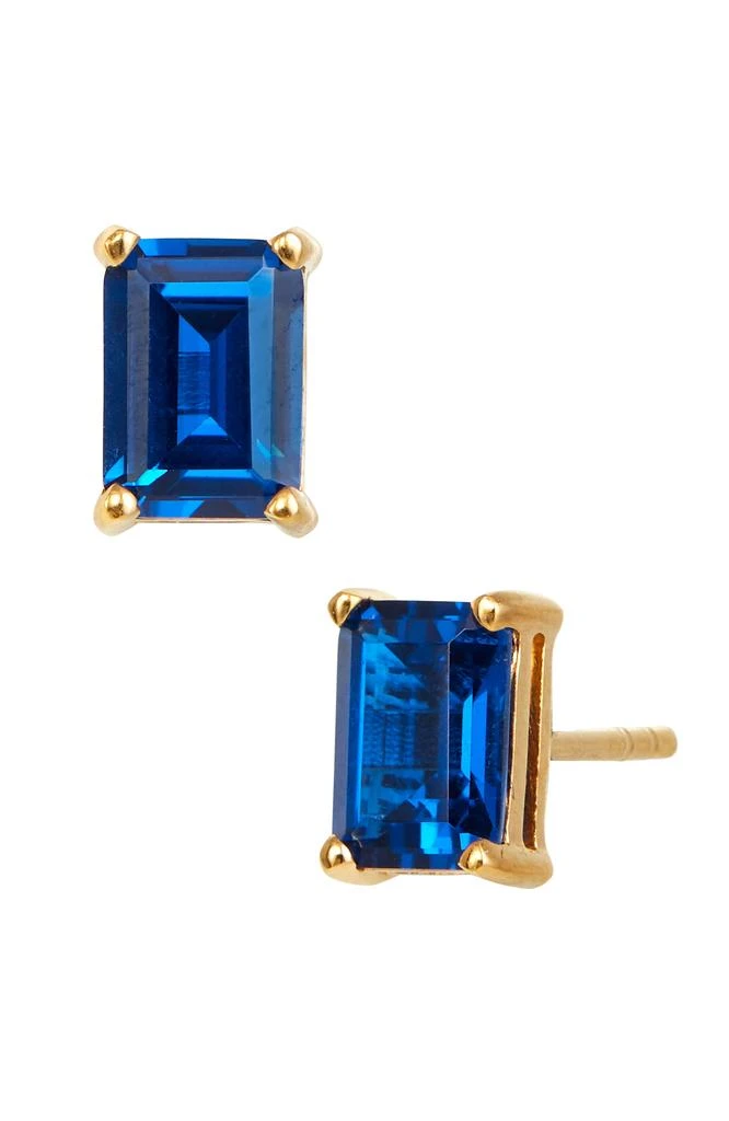 VERMEIL DECEMBER BLUE TOPAZ EMERALD CUT CZ BIRTHSTONE STUD IN BOX 商品