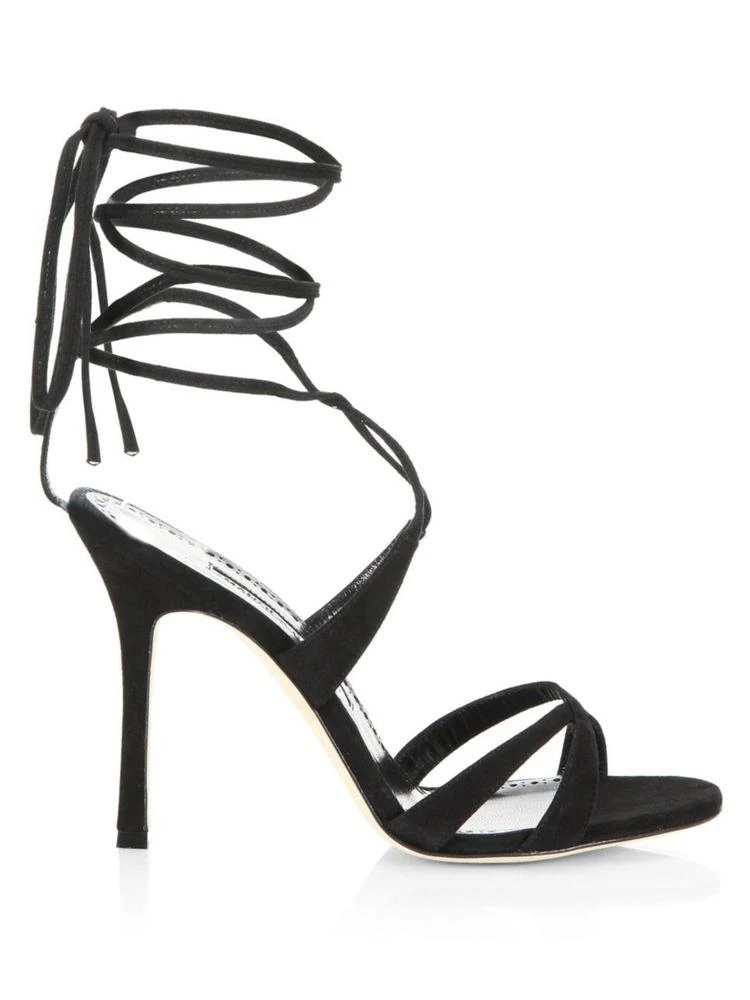 商品Manolo Blahnik|Crisscross Suede Lace-Up Sandals,价格¥2230,第4张图片详细描述