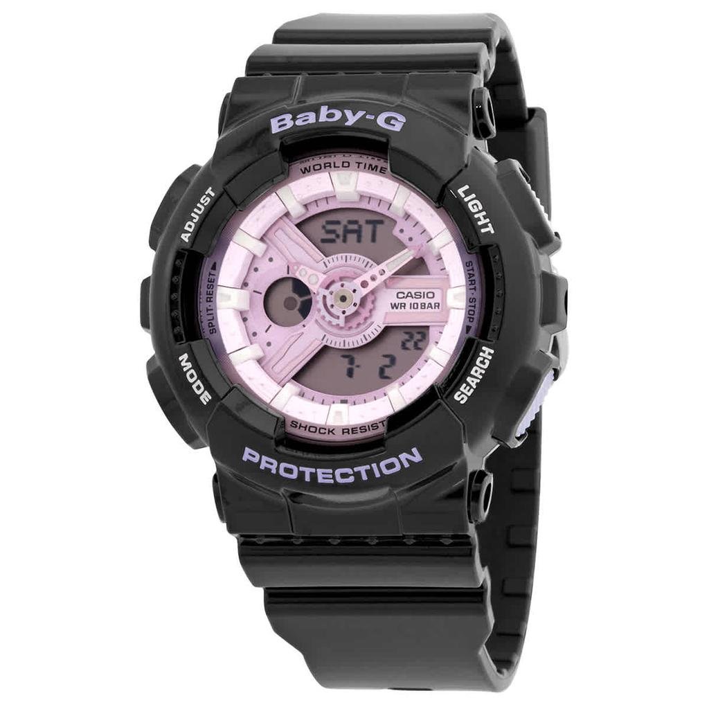 Baby-G Perpetual Alarm World Time Chronograph Quartz Analog-Digital Pink Dial Ladies Watch BA-110PL-1ADR商品第1张图片规格展示