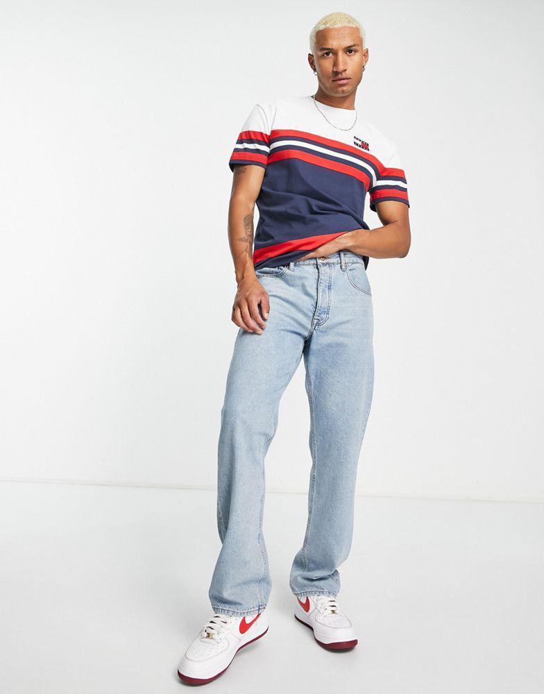 商品Tommy Jeans|Tommy Jeans classic colourblock t-shirt in navy,价格¥334,第5张图片详细描述