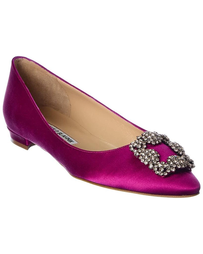 商品Manolo Blahnik|Manolo Blahnik Hangisi Satin Flat,价格¥5455,第1张图片