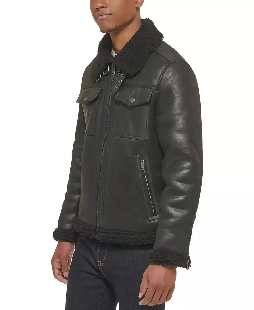 商品Tommy Hilfiger|Men's Faux Leather Shortie Rancher Jacket with Fleece Accents,价格¥1048,第3张图片详细描述