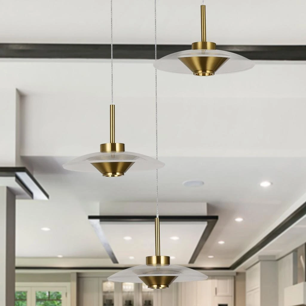 商品VONN Lighting|Ferrara VAP2323AB 16" 3-Light Integrated LED Pendant Lighting Height Adjustable Chandelier in Antique Brass,价格¥2055,第3张图片详细描述
