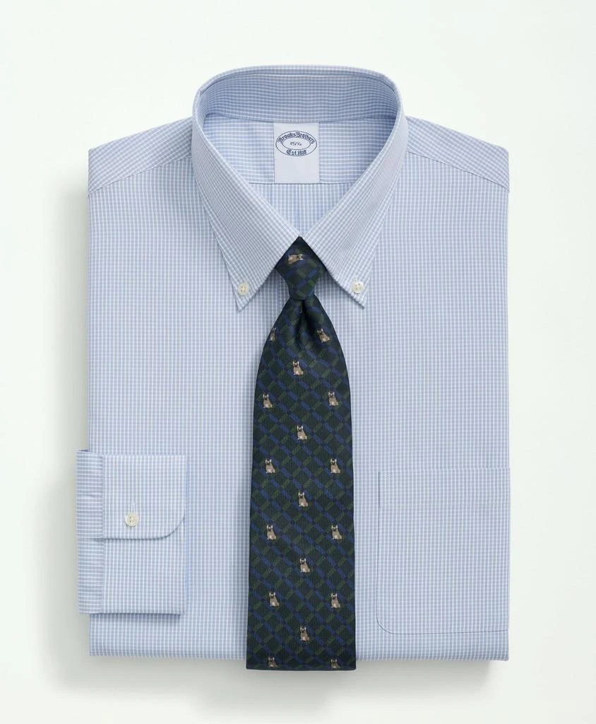 商品Brooks Brothers|Supima® Cotton Poplin Polo Button-Down Collar, Micro Checked Dress Shirt,价格¥668,第1张图片