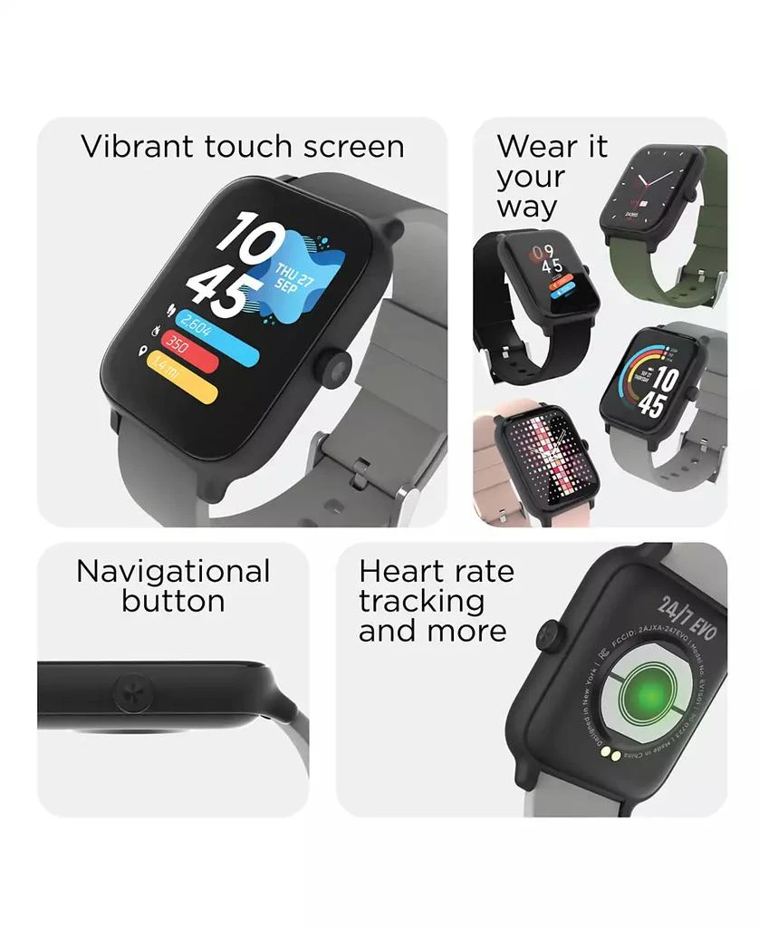 商品24/7 EVO|Unisex Gray Silicone Strap Smartwatch 37.5mm,价格¥487,第2张图片详细描述