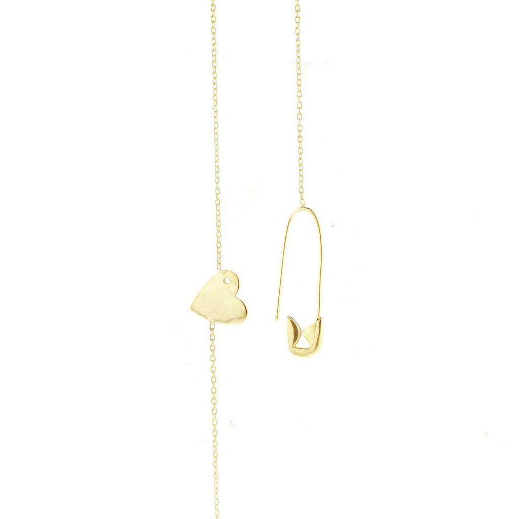 商品ADORNIA|Adornia Heart Safety Pin Lariat Necklace Gold Vermeil .925 Sterling Silver,价格¥179,第4张图片详细描述