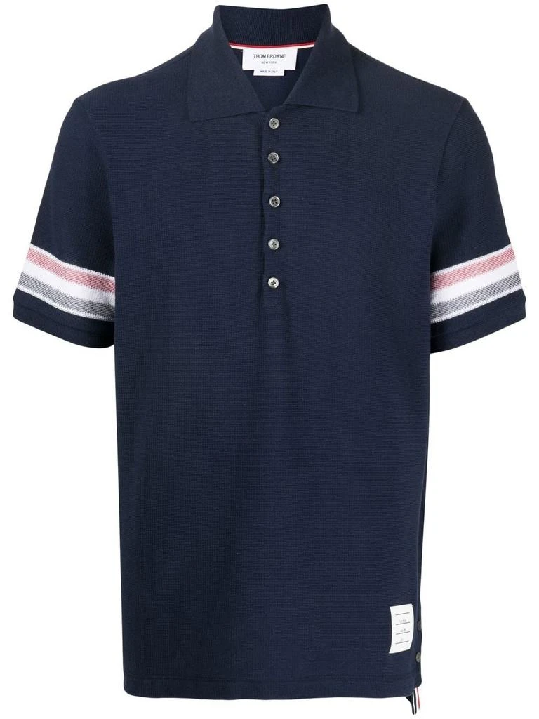 商品Thom Browne|THOM BRWONE MEN SHORT SLEEVE POLO IN TEXTURED COTTON W/ ENG RWB STRIPE,价格¥3265,第5张图片详细描述