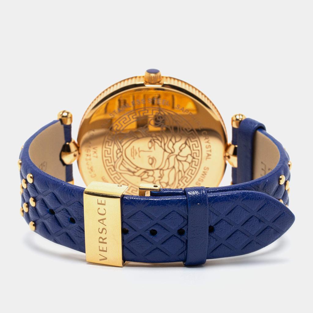 Versace Blue Rose Gold Plated Stainless Steel Leather Vanitas VK7040013 Women's Wristwatch 40 mm商品第5张图片规格展示