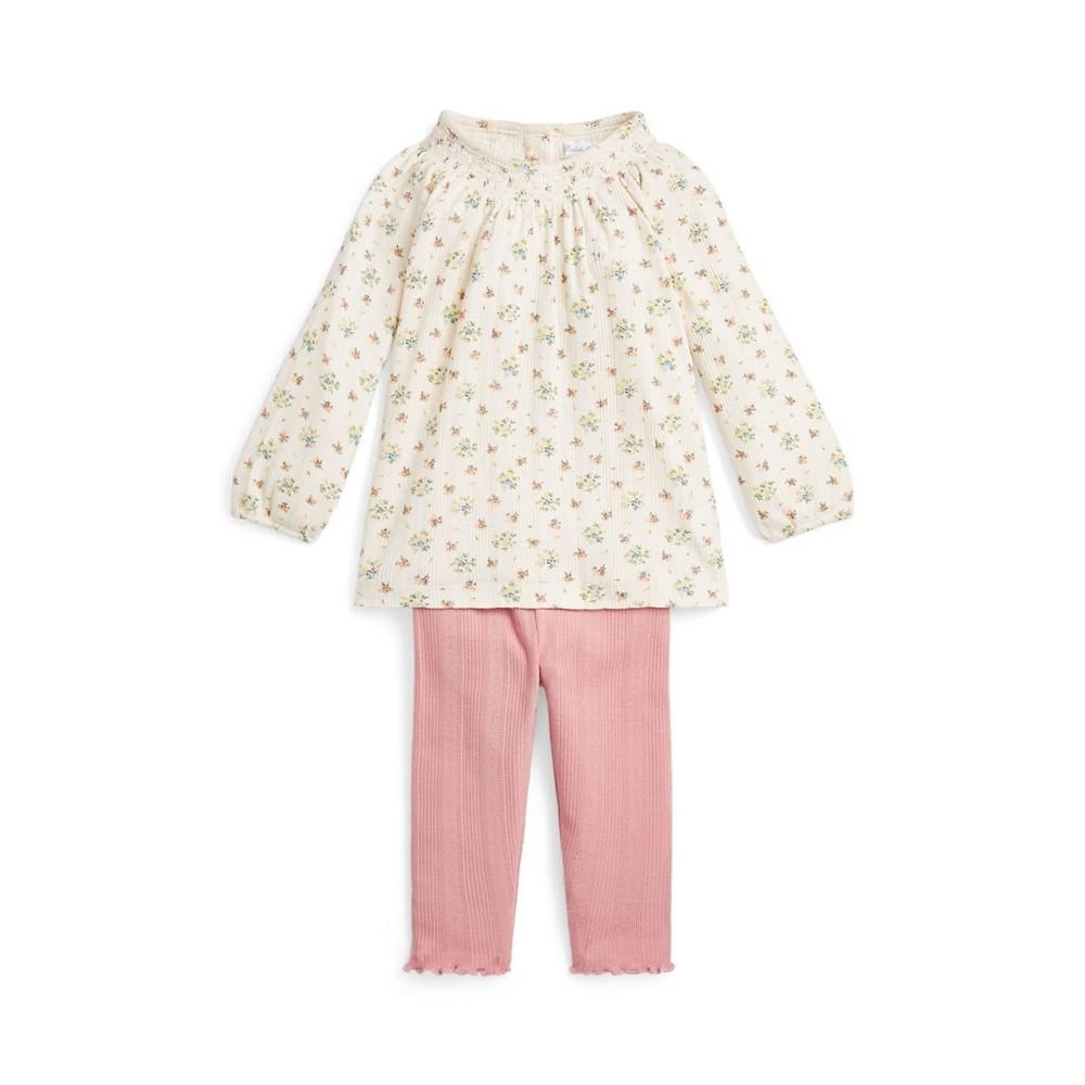 商品Ralph Lauren|Baby Girls Floral Cotton Top and Leggings Set,价格¥270,第2张图片详细描述