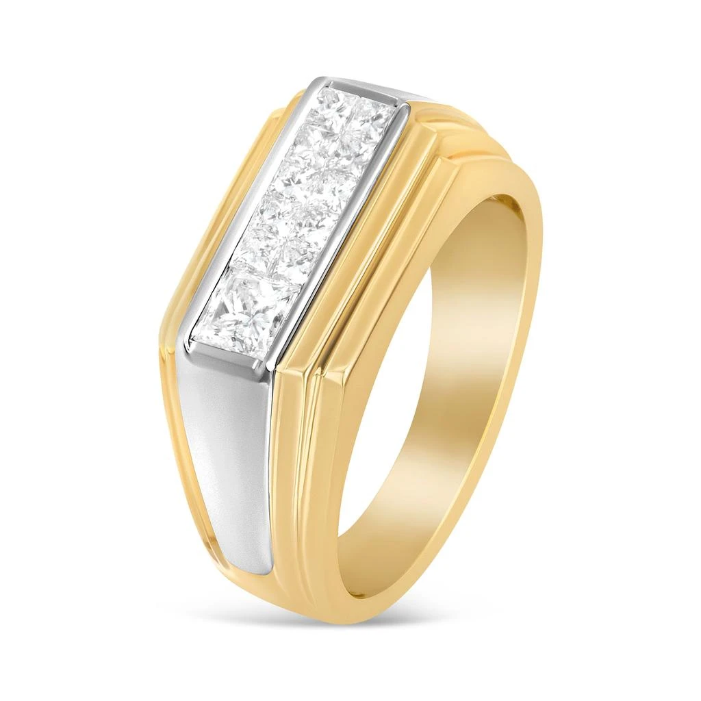 商品Haus of Brilliance|14K Yellow and White Gold 1.00 Cttw Princess-Cut Diamond Modern Gent's Band,价格¥27184,第2张图片详细描述