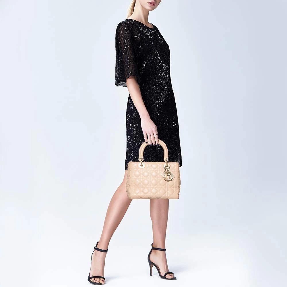 商品[二手商品] Dior|Dior Beige Cannage Leather Medium Lady Dior Tote,价格¥11161,第2张图片详细描述