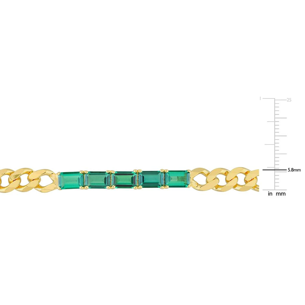 商品Mimi & Max|2 1/4 CT TGW Created Emerald Birthstone Link Bracelet in Yellow Plated Sterling Silver,价格¥763,第2张图片详细描述