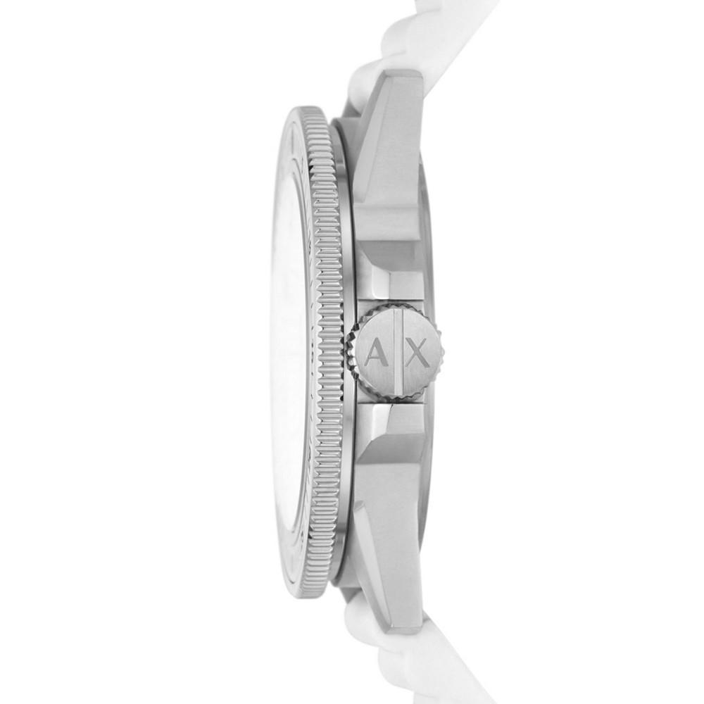 商品Armani Exchange|Men's Three-Hand White Silicone Strap Watch 42mm,价格¥846,第6张图片详细描述
