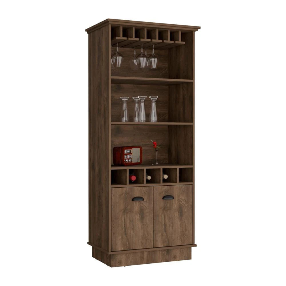 商品Depot E-Shop|70"H Bar Cabinet with Wine Rack, Upper Glass Cabinet,价格¥3253,第4张图片详细描述