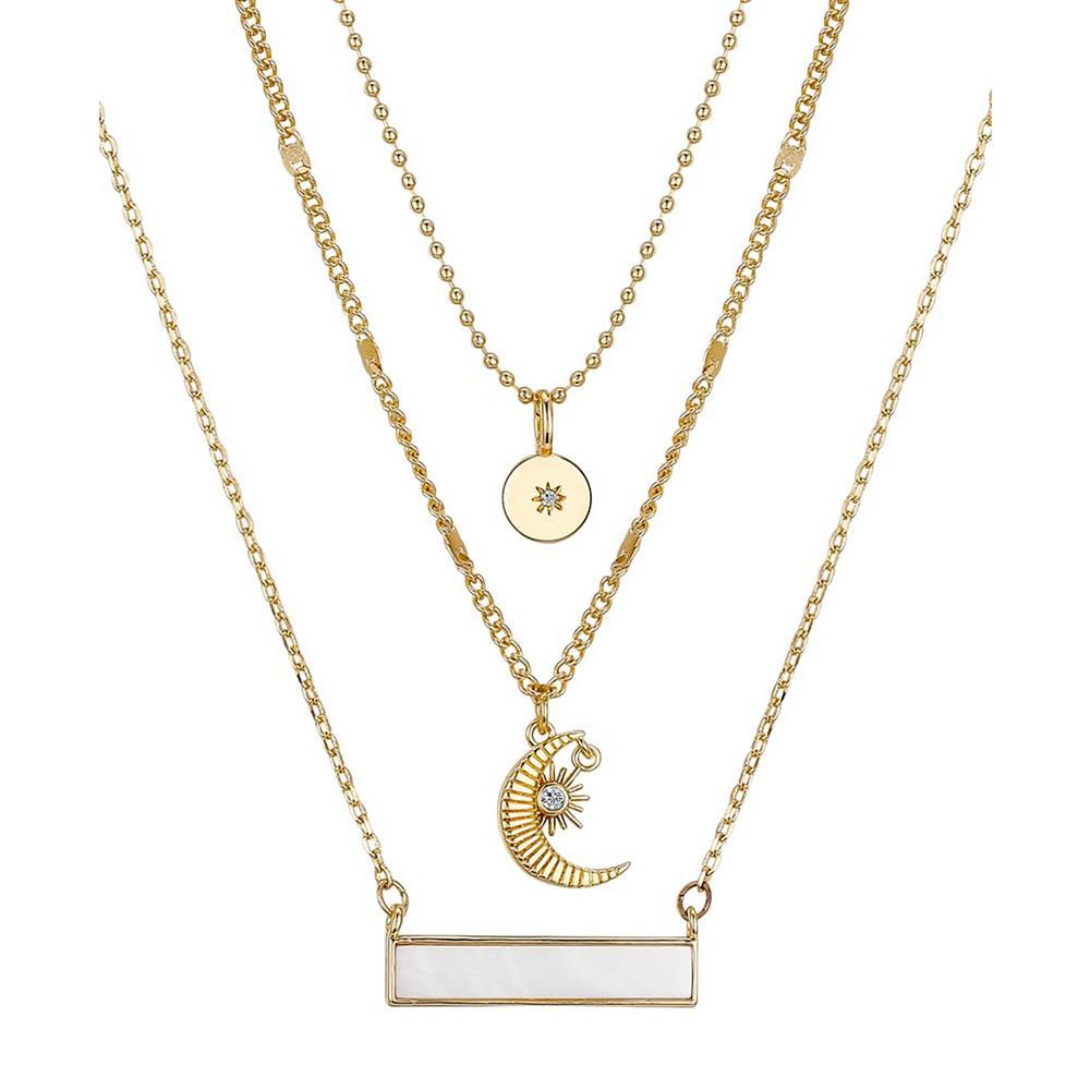 商品Unwritten|14K Gold Flash-Plated 3-Piece Celestial Layered Pendant Set,价格¥180,第5张图片详细描述