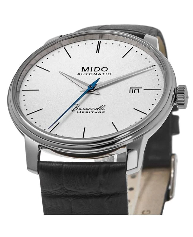 商品MIDO|Mido Baroncelli Heritage Gent White Dial Leather Strap Men's Watch M027.407.16.010.00,价格¥5463,第2张图片详细描述