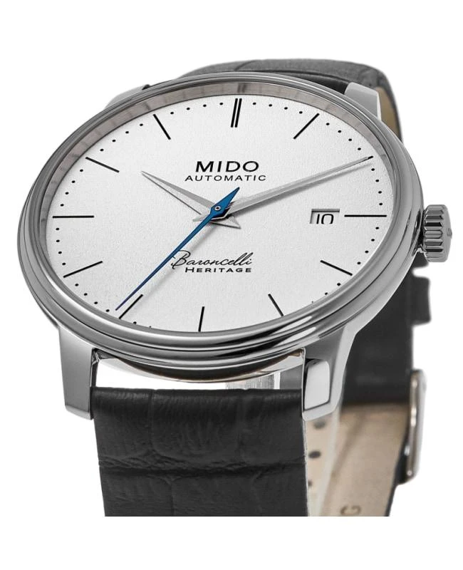 商品MIDO|Mido Baroncelli Heritage Gent White Dial Leather Strap Men's Watch M027.407.16.010.00,价格¥5846,第2张图片详细描述