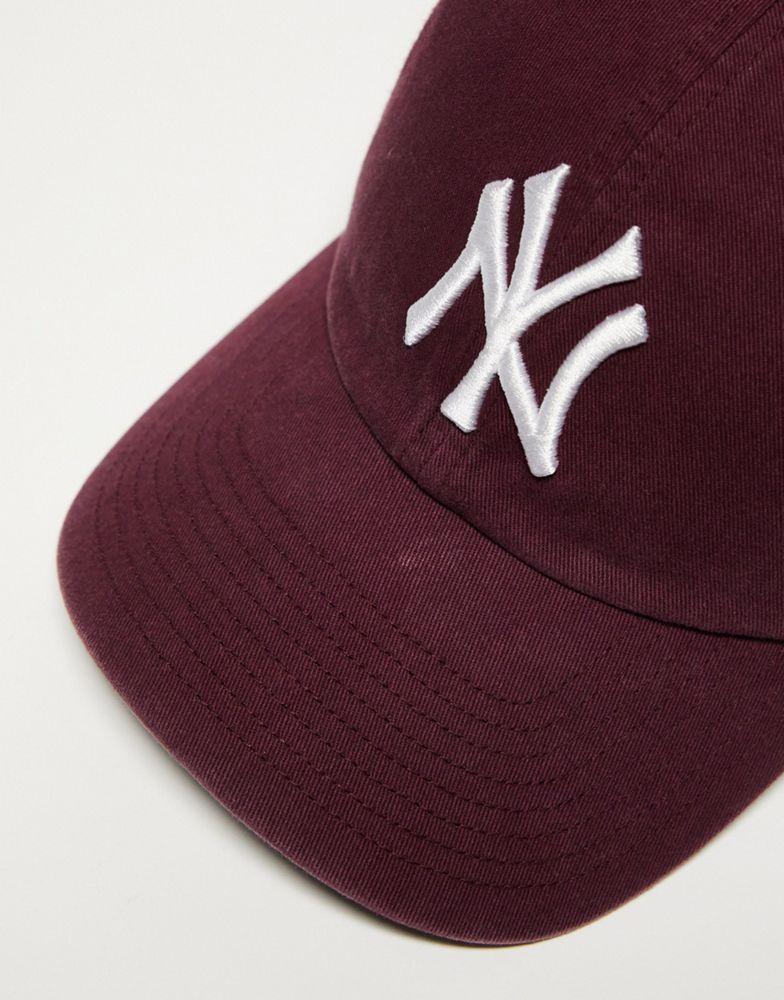 商品47 Brand|47 Clean Up MLB NY Yankees unisex baseball cap in burgundy with garment wash,价格¥214,第4张图片详细描述