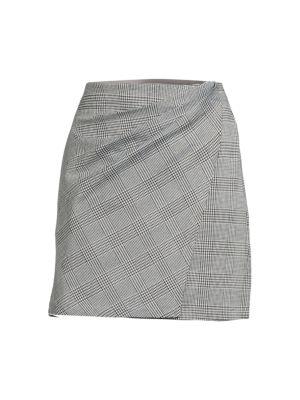 Checked Faux Wrap Mini Skirt商品第3张图片规格展示