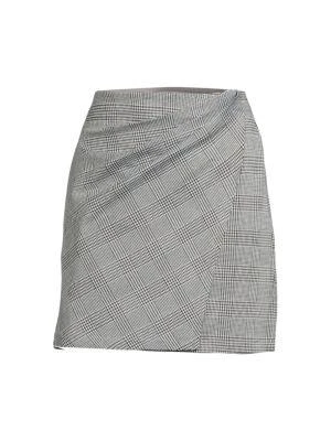 商品Max Studio|Checked Faux Wrap Mini Skirt,价格¥151,第3张图片详细描述