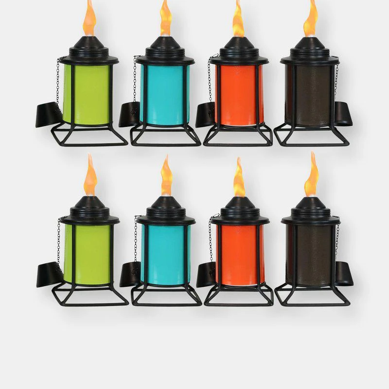 商品Sunnydaze Decor|8-Pack Tabletop Patio Torches Metal Multi-Color Outdoor Garden Lawn Table Decor 8 PACK,价格¥367,第1张图片