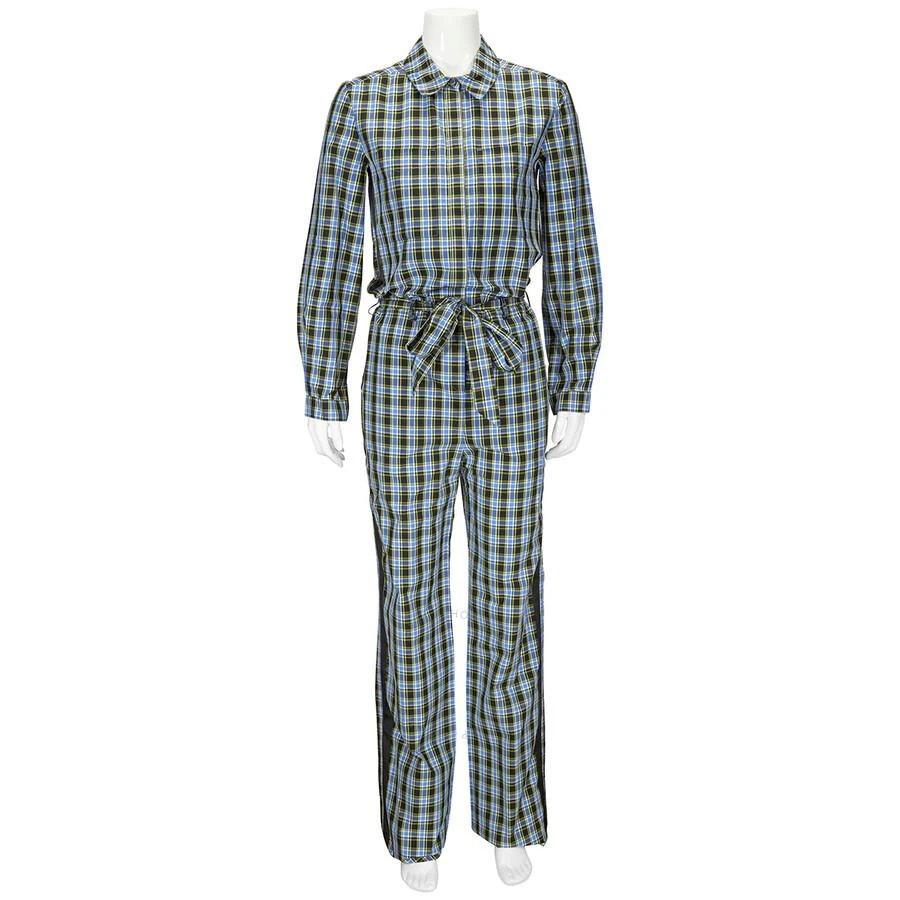 商品Burberry|Burberry Ladies Azure Blue Lampton Check Tie Waist Jumpsuit, Brand Size 8 (US Size 6),价格¥3374,第1张图片