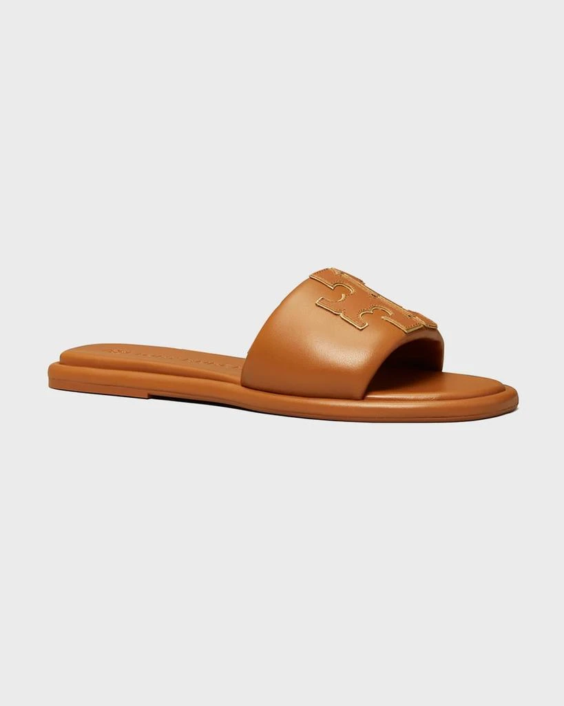 商品Tory Burch|Double T Leather Medallion Slide Sandals,价格¥1533,第2张图片详细描述