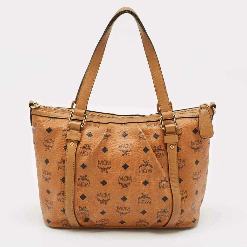 商品[二手商品] MCM|MCM Cognac Visetos Coated Canvas and Leather Top Zip Tote,价格¥2572,第4张图片详细描述
