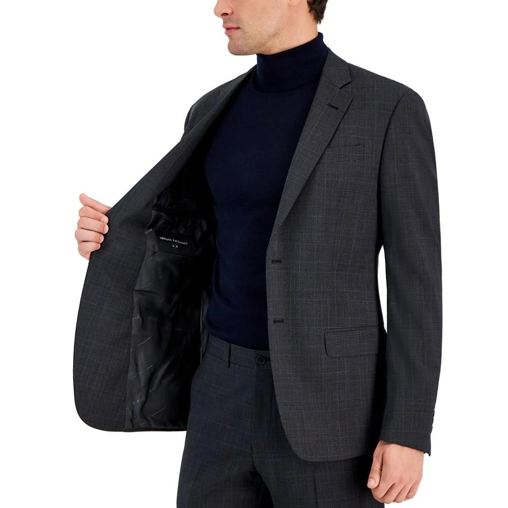 商品Armani Exchange|Men's Slim-Fit Charcoal Gray Windowpane Plaid Suit Jacket,价格¥1421,第4张图片详细描述