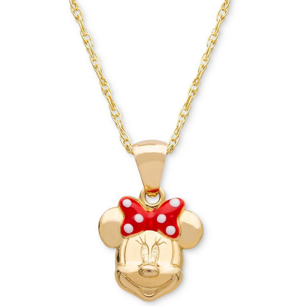 商品Disney|Children's Minnie Mouse 15" Pendant Necklace with Enamel Bow in 14k Gold,价格¥1550,第1张图片