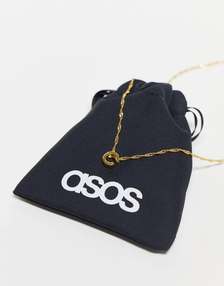 商品ASOS|ASOS DESIGN 14k gold plated necklace with simple C initial,价格¥133,第4张图片详细描述