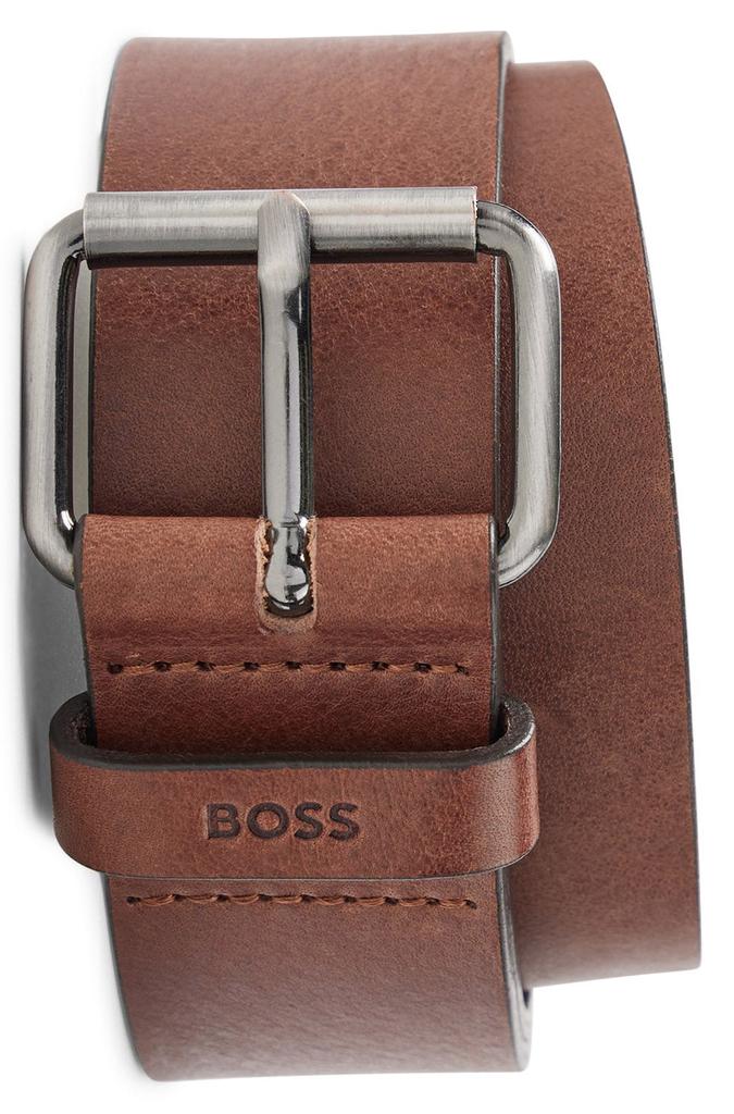 BOSS - SERGE 40mm Dark Brown Italian Leather Belt With Gunmetal Buckle 50471299 202商品第1张图片规格展示