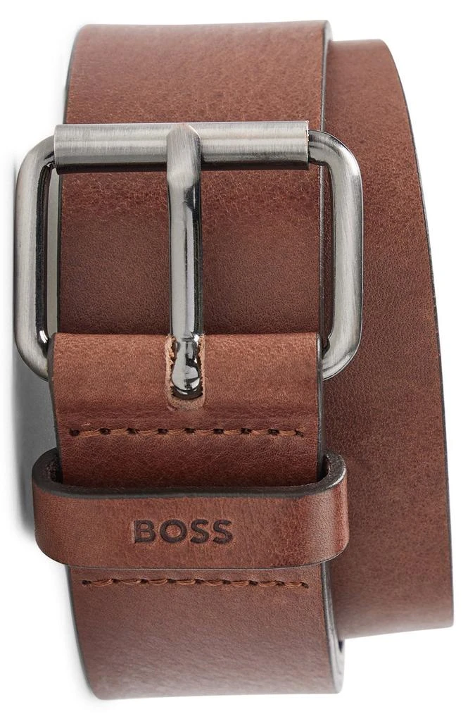 商品Hugo Boss|BOSS - SERGE 40mm Dark Brown Italian Leather Belt With Gunmetal Buckle 50471299 202,价格¥654,第1张图片