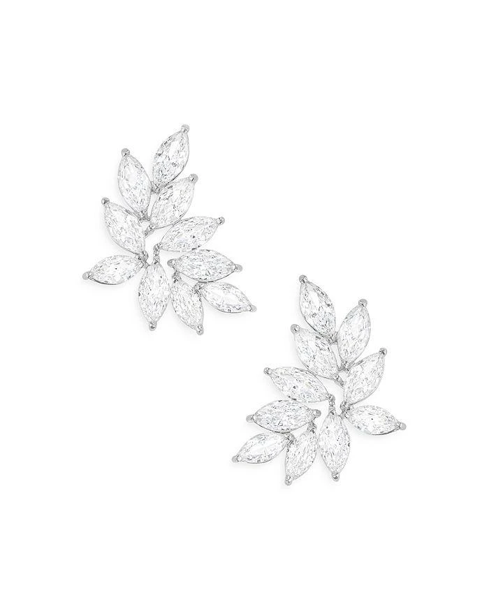 商品Shashi|Wind Marquise Cubic Zirconia Cluster Climber Earrings in White Gold Tone,价格¥464,第1张图片